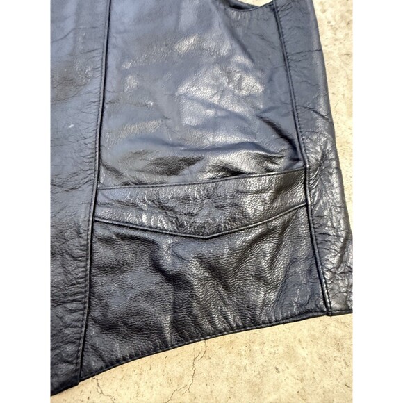VINTAGE FMC MOTORCYCLE LEATHER VEST SZ 3XL (54) HARLEY DAVIDSON PATCHES, PINS - Picture 14 of 16